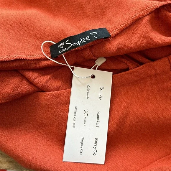 Simplee Burnt Orange Fall Comfy Ruffle Flare Comfort Pants Trousers NWT - Picture 5 of 5